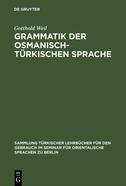 Produktbild: Grammatik der osmanisch-t&uuml;rkischen Sprache