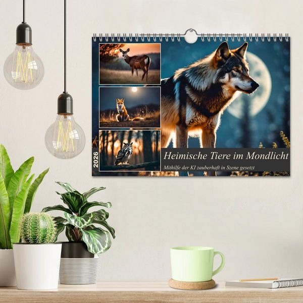 Produktbild: Heimische Tiere im Mondlicht (Wandkalender 2026 DIN A4 quer), CALVENDO Monatskalender