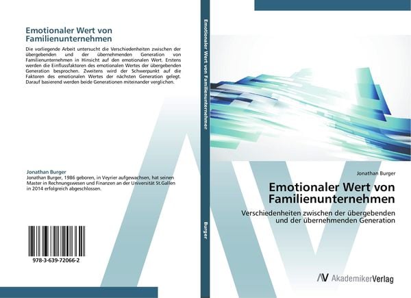 Emotionaler Wert von Familienunternehmen, Taschenbuch von Jonathan Burger, AV Akademikerverlag, 9783639720662