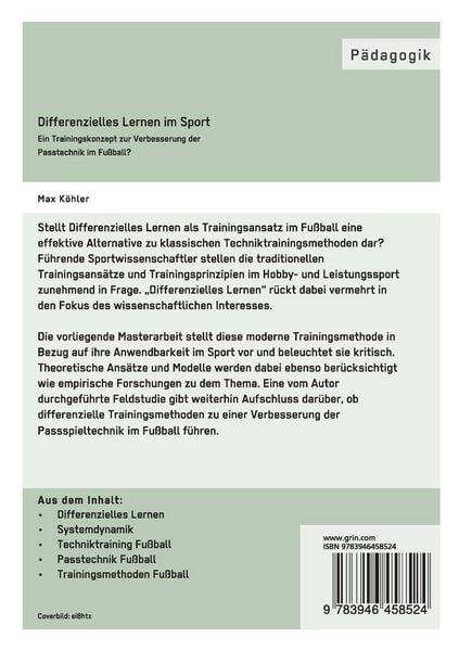 Produktbild: Differenzielles Lernen im Sport. Ein Trainingskonzept zur Verbesserung der Passtechnik im Fu&szlig;ball?
