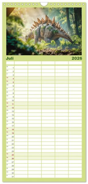 Produktbild: Familienplaner 2026 - Giganten der Urzeit mit 5 Spalten (Wandkalender, 21 x 45 cm) CALVENDO