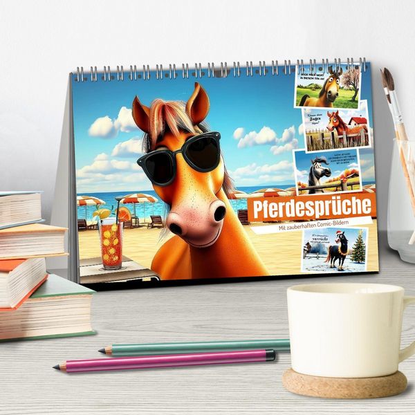 Produktbild: Pferdespr&uuml;che (Tischkalender 2026 DIN A5 quer), CALVENDO Monatskalender