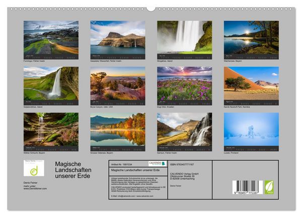 Produktbild: Magische Landschaften unserer Erde (hochwertiger Premium Wandkalender 2026 DIN A2 quer), Kunstdruck in Hochglanz
