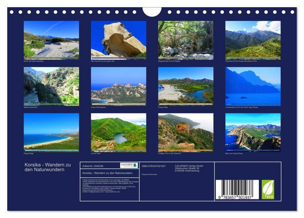 Produktbild: Korsika - Wandern zu den Naturwundern (Wandkalender 2026 DIN A4 quer), CALVENDO Monatskalender