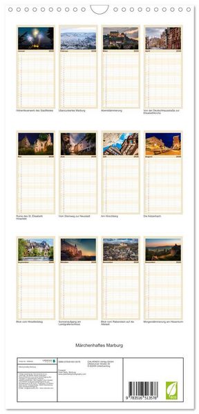 Produktbild: Familienplaner 2026 - M&auml;rchenhaftes Marburg mit 5 Spalten (Wandkalender, 21 x 45 cm) CALVENDO