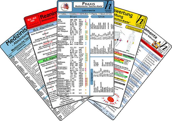 Arztpraxis Karten-Set - praktisches Set mit Laborwerten, Medikamenten-Haltbarkeit, Reanimation, EKG Auswertung & med. Ab