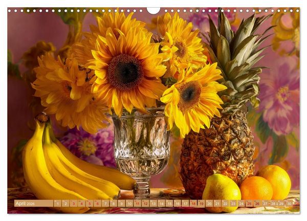 Produktbild: Bloom und Bite. KI mixt Blumen, Obst und Gem&uuml;se (Wandkalender 2026 DIN A3 quer), CALVENDO Monatskalender