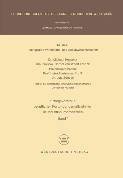 Produktbild: Erfolgskontrolle beruflicher Fortbildungsma&szlig;nahmen in Industrieunternehmen