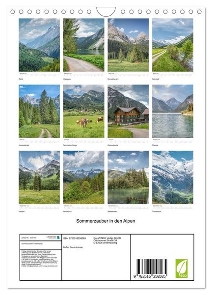 Produktbild: Sommerzauber in den Alpen (Wandkalender 2026 DIN A4 hoch), CALVENDO Monatskalender