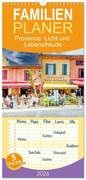 Produktbild: Familienplaner 2026 - Provence. Licht und Lebensfreude mit 5 Spalten (Wandkalender, 21 x 45 cm) CALVENDO