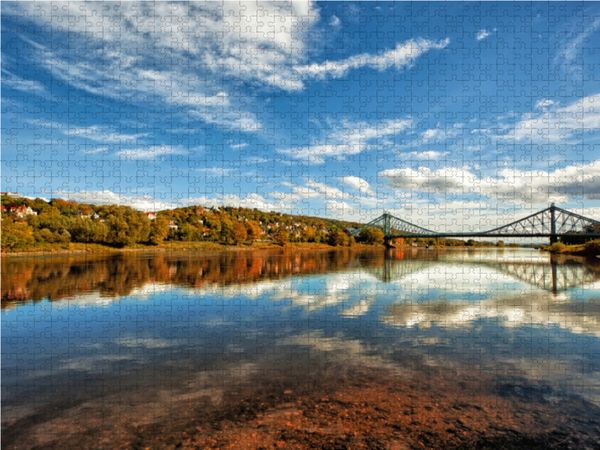 Produktbild: CALVENDO Puzzle Elbh&auml;nge und Blaues Wunder | 1000 Teile Lege-Gr&ouml;&szlig;e 64x48cm Foto-Puzzle f&uuml;r gl&uuml;ckliche Stunden