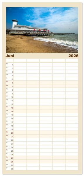 Produktbild: Familienplaner 2026 - Seebr&uuml;cken im Vereinigten K&ouml;nigreich mit 5 Spalten (Wandkalender, 21 x 45 cm) CALVENDO