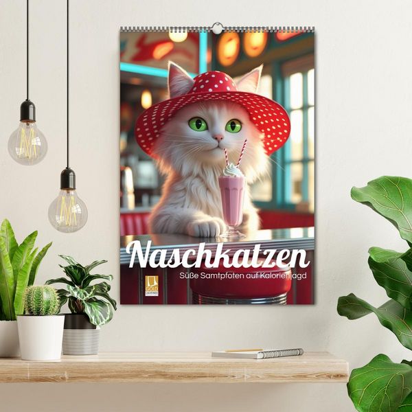 Produktbild: Naschkatzen &ndash; S&uuml;&szlig;e Samtpfoten auf Kalorienjagd (Wandkalender 2027 DIN A2 hoch), CALVENDO Monatskalender
