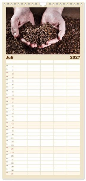 Produktbild: Familienplaner 2027 - Kaffee & Schokolade mit 5 Spalten (Wandkalender, 21 x 45 cm) CALVENDO