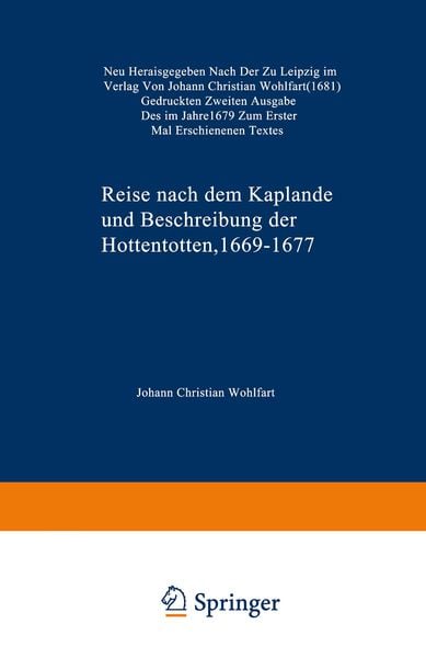 Produktbild: Reise nach dem Kaplande und Beschreibung der Hottentotten 1669&ndash;1677