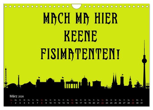 Produktbild: Berliner Mundart (Wandkalender 2026 DIN A4 quer), CALVENDO Monatskalender