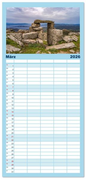 Produktbild: Familienplaner 2026 - Griechenland - Eub&ouml;a - Evia mit 5 Spalten (Wandkalender, 21 x 45 cm) CALVENDO