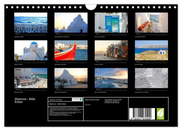 Produktbild: Mykonos - Stille Ecken (Wandkalender 2026 DIN A4 quer), CALVENDO Monatskalender