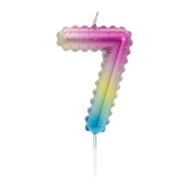 Produktbild: Idena Zahlenkerze 7 Regenbogen metallic