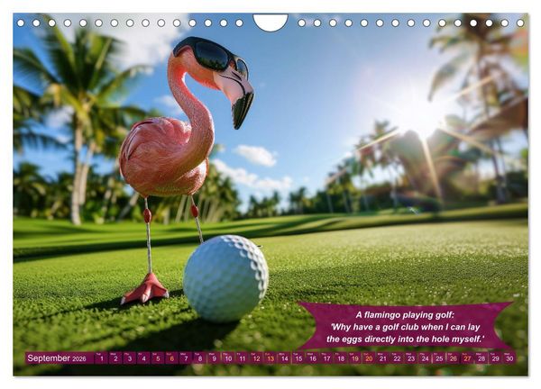Produktbild: Funny charming animals as golf players (Wall Calendar 2026 DIN A4 landscape), CALVENDO 12 Month Wall Calendar