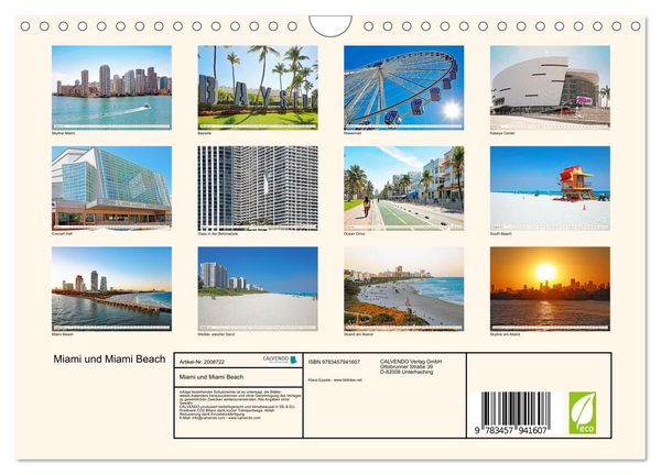 Produktbild: Miami und Miami Beach (Wandkalender 2026 DIN A4 quer), CALVENDO Monatskalender