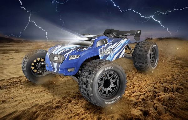 Produktbild: Reely Thor Blau Brushed 1:10 RC Modellauto Elektro Monstertruck Allradantrieb (4WD) 100% RtR 2,4 GHz inkl. Akku, Ladeger&auml;t und Senderbatterien