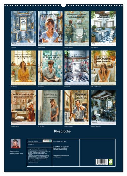Produktbild: Klospr&uuml;che (Wandkalender 2026 DIN A2 hoch), CALVENDO Monatskalender