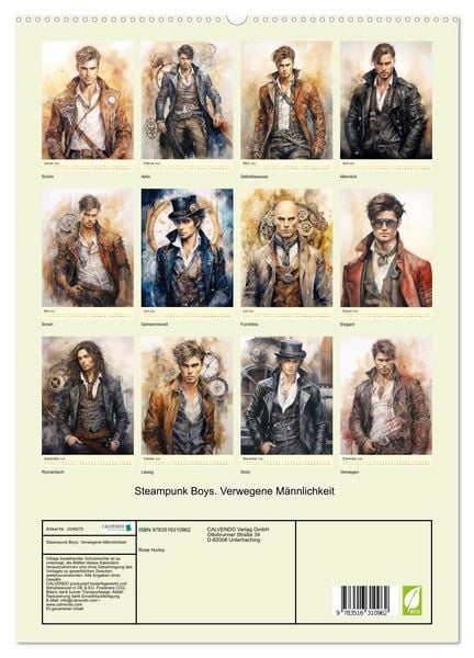 Produktbild: Steampunk Boys. Verwegene M&auml;nnlichkeit (hochwertiger Premium Wandkalender 2026 DIN A2 hoch), Kunstdruck in Hochglanz