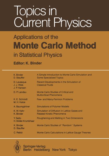 Produktbild: Applications of the Monte Carlo Method in Statistical Physics