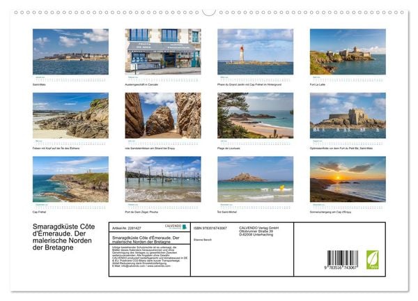 Produktbild: Smaragdk&uuml;ste C&ocirc;te d'&Eacute;meraude. Der malerische Norden der Bretagne (hochwertiger Premium Wandkalender 2026 DIN A2 quer), Kunstdruck in Hochglanz