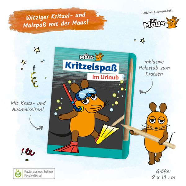 Produktbild: Tr&ouml;tsch Die Maus Mini-Kratzblock Kritzelspa&szlig; Im Urlaub