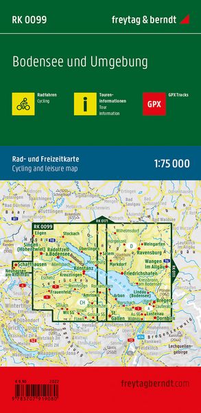 Produktbild: Bodensee und Umgebung, Rad- und Freizeitkarte 1:75.000, freytag & berndt, RK 0099