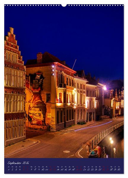 Produktbild: D&auml;mmerung in Gent und Br&uuml;gge (hochwertiger Premium Wandkalender 2026 DIN A2 hoch), Kunstdruck in Hochglanz