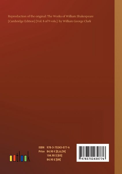 Produktbild: The Works of William Shakespeare [Cambridge Edition] [Vol. 8 of 9 vols.]