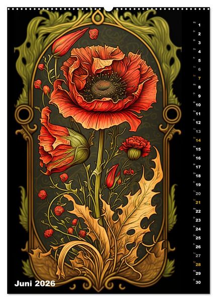Produktbild: Jugendstil Blumen (Wandkalender 2026 DIN A2 hoch), CALVENDO Monatskalender