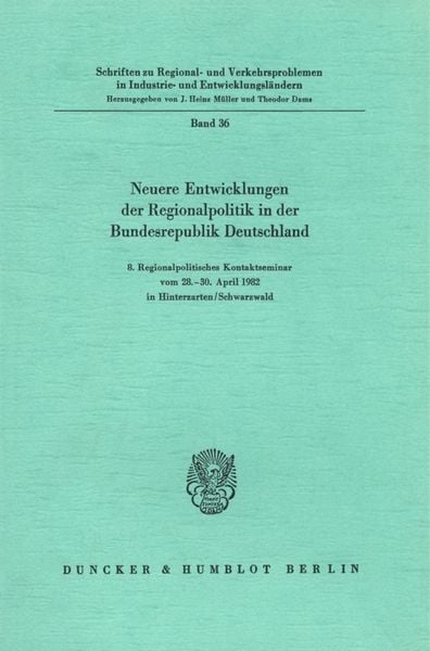 Produktbild: Neuere Entwicklungen der Regionalpolitik in der Bundesrepublik Deutschland.