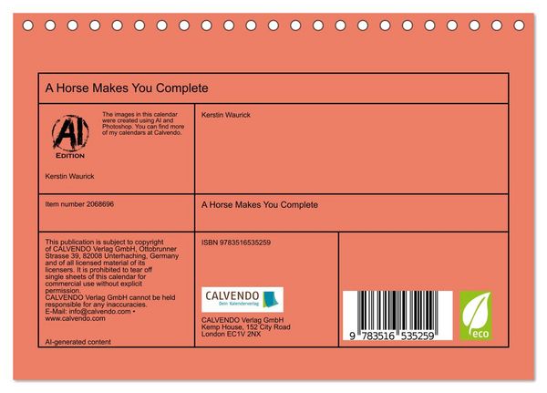 Produktbild: A Horse Makes You Complete (Desk Calendar 2026 DIN A5 landscape), CALVENDO 12 Month DeskCalendar
