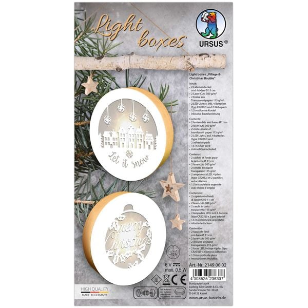 URSUS Light boxes 'Village & Christmas Bauble', Ø 11 cm