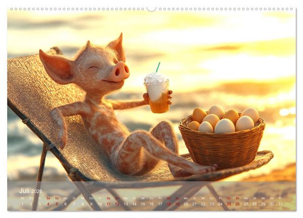 Produktbild: Eierlegende Wollmilchsau &ndash; der lustige Kalender mit Fabelwesen (hochwertiger Premium Wandkalender 2026 DIN A2 quer), Kunstdruck in Hochglanz