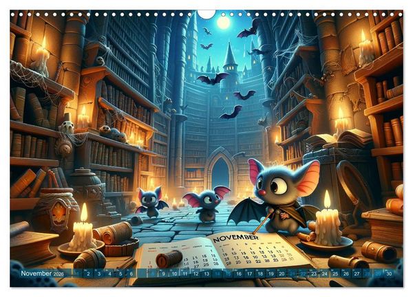 Produktbild: Fl&uuml;gel der Nacht: Abenteuer der kleinen Vampire (Wandkalender 2026 DIN A3 quer), CALVENDO Monatskalender
