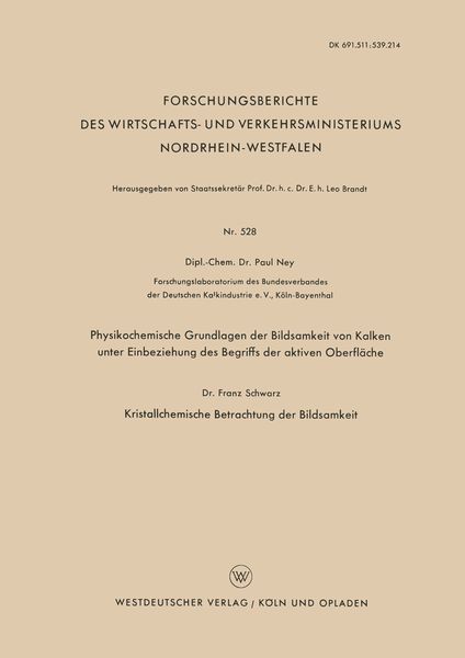 Produktbild: Physikochemische Grundlagen der Bildsamkeit von Kalken unter Einbeziehung des Begriffs der aktiven Oberfl&auml;che