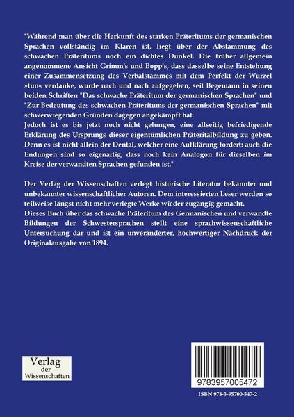 Produktbild: &Uuml;ber das schwache Pr&auml;teritum des Germanischen