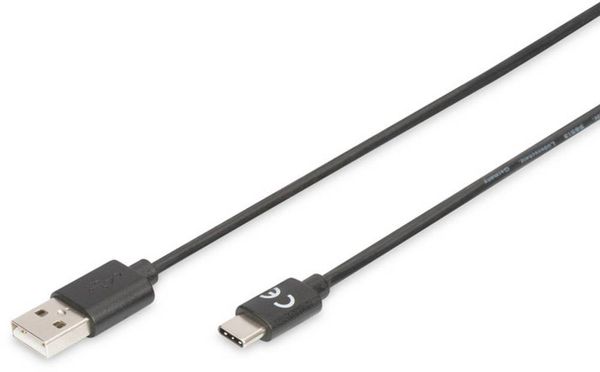 Digitus USB-Kabel USB 2.0 USB-A Stecker, USB-C® Stecker 4.00 m Schwarz Flexibel, Folienschirm, Geflechtschirm, Geschirmt
