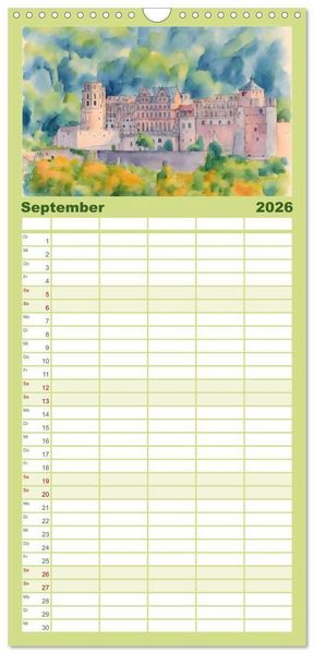 Produktbild: Familienplaner 2026 - Deutsche Schl&ouml;sser und Burgen mit 5 Spalten (Wandkalender, 21 x 45 cm) CALVENDO