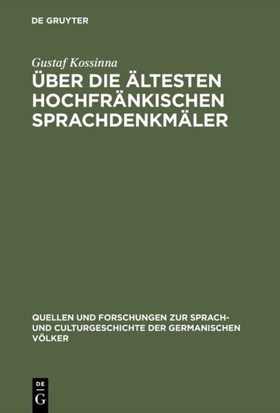 Produktbild: &Uuml;ber die &auml;ltesten hochfr&auml;nkischen Sprachdenkm&auml;ler