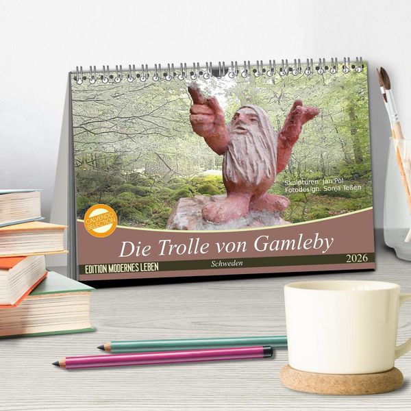 Produktbild: Die Trolle von Gamleby - Schweden - Skulpturen von Jan Pol (Tischkalender 2026 DIN A5 quer), CALVENDO Monatskalender