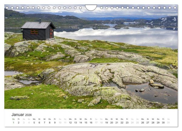 Produktbild: Norwegen Kalender - Wilde H&uuml;tten in den Bergen (Wandkalender 2026 DIN A4 quer), CALVENDO Monatskalender