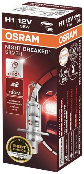 Produktbild: Osram Automotive 64150NBS Halogen Leuchtmittel Night Breaker&reg; Silver H1 55W 12V
