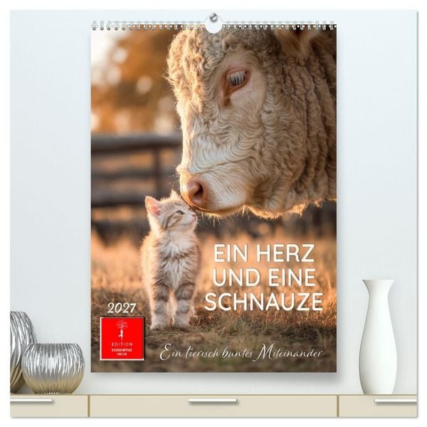 Produktbild: Ein Herz und eine Schnauze - Ein tierisch buntes Miteinander (hochwertiger Premium Wandkalender 2027 DIN A2 hoch), Kunstdruck in Hochglanz