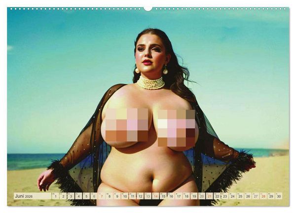 Produktbild: XXL Beach Girls Kalender - Kurvige Frauen am Strand (Wandkalender 2026 DIN A2 quer), CALVENDO Monatskalender